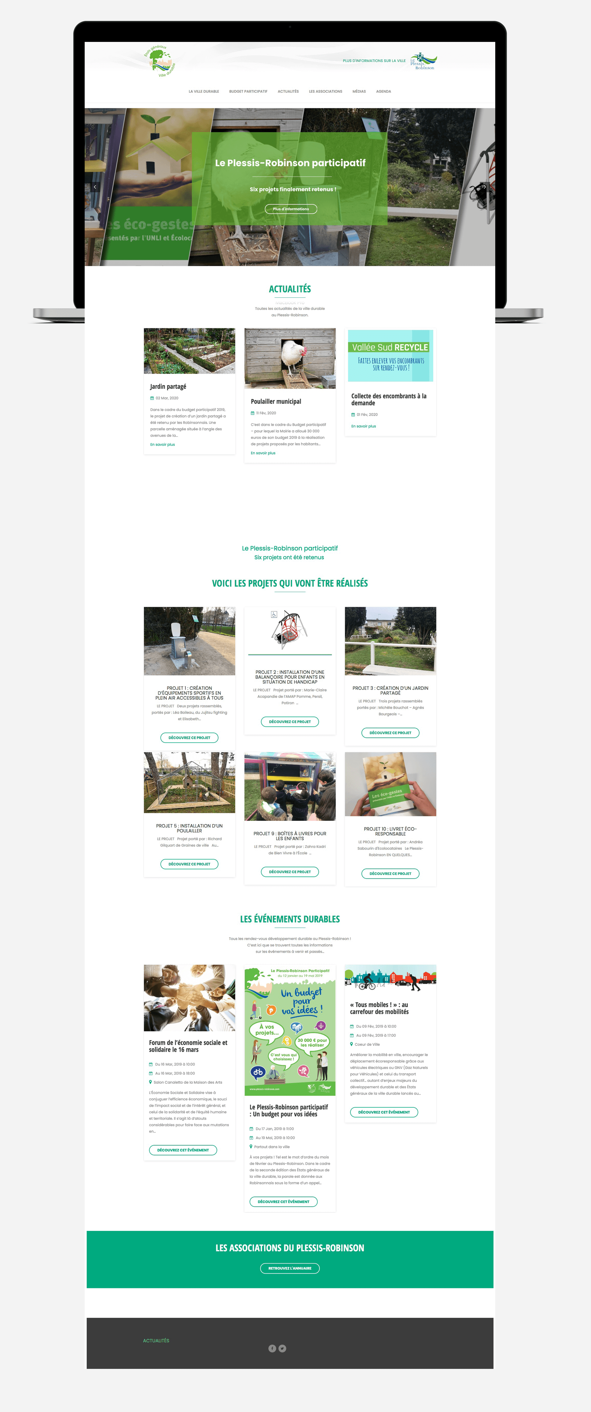 Page d'accueil complète du site web Plessis-Robinson sur ordinateur